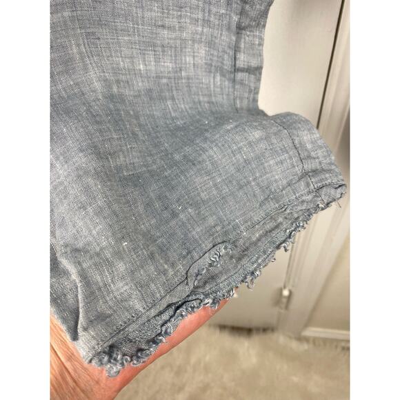 Eileen Fisher Size S Slate Blue 100% Organic Linen Capri Pants - Picture 2 of 6